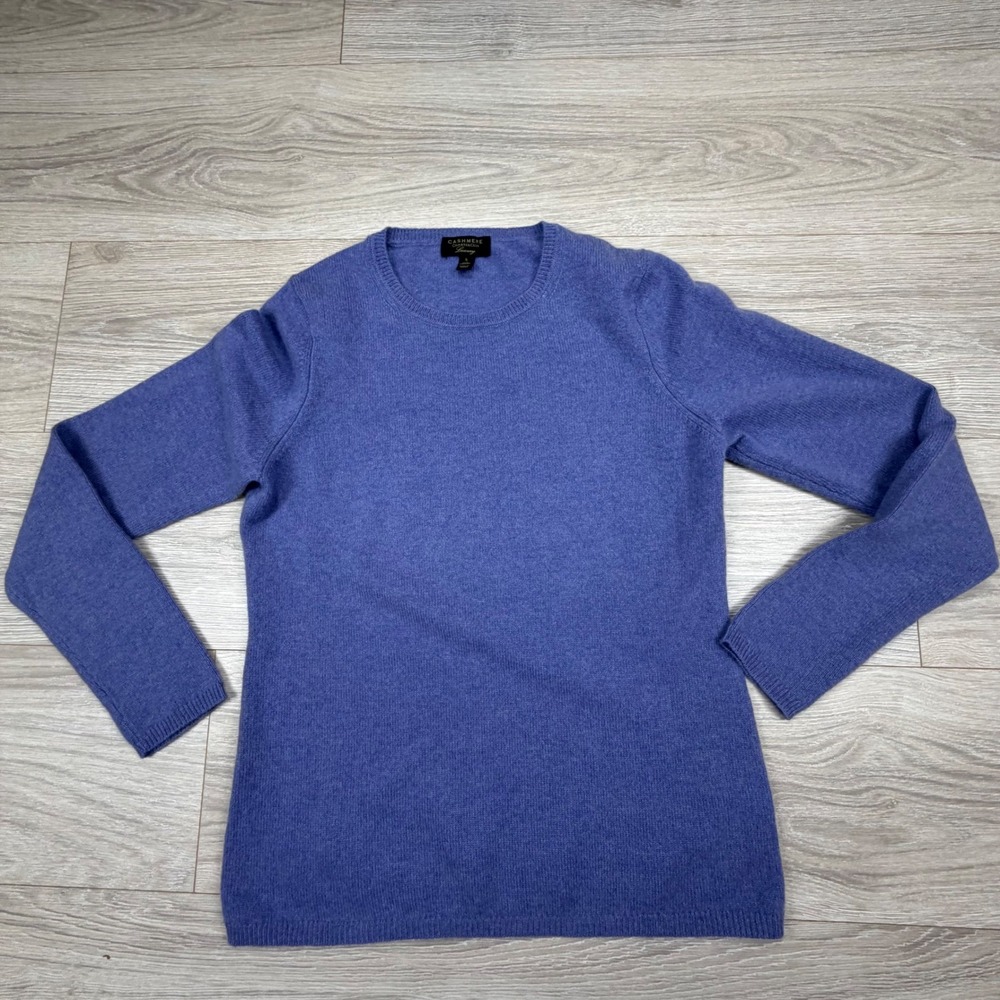 Charter Club Luxury 100% Cashmere Crewneck Sweater Periwinkle Blue Womens Small